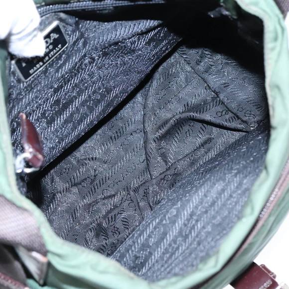 PRADA Shoulder Bag Nylon Green Brown Silver Auth bs18578 - Picture 11 of 16